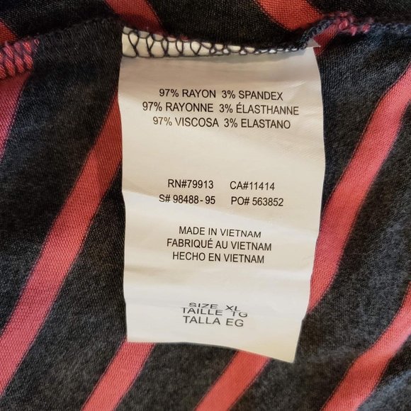 Motherhood Woman's Sz XL Dress Grey w Pink horizontal stripes - Picture 7 of 8